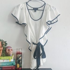 Flutter Sleeve Ruffle Wrap Blouse Top